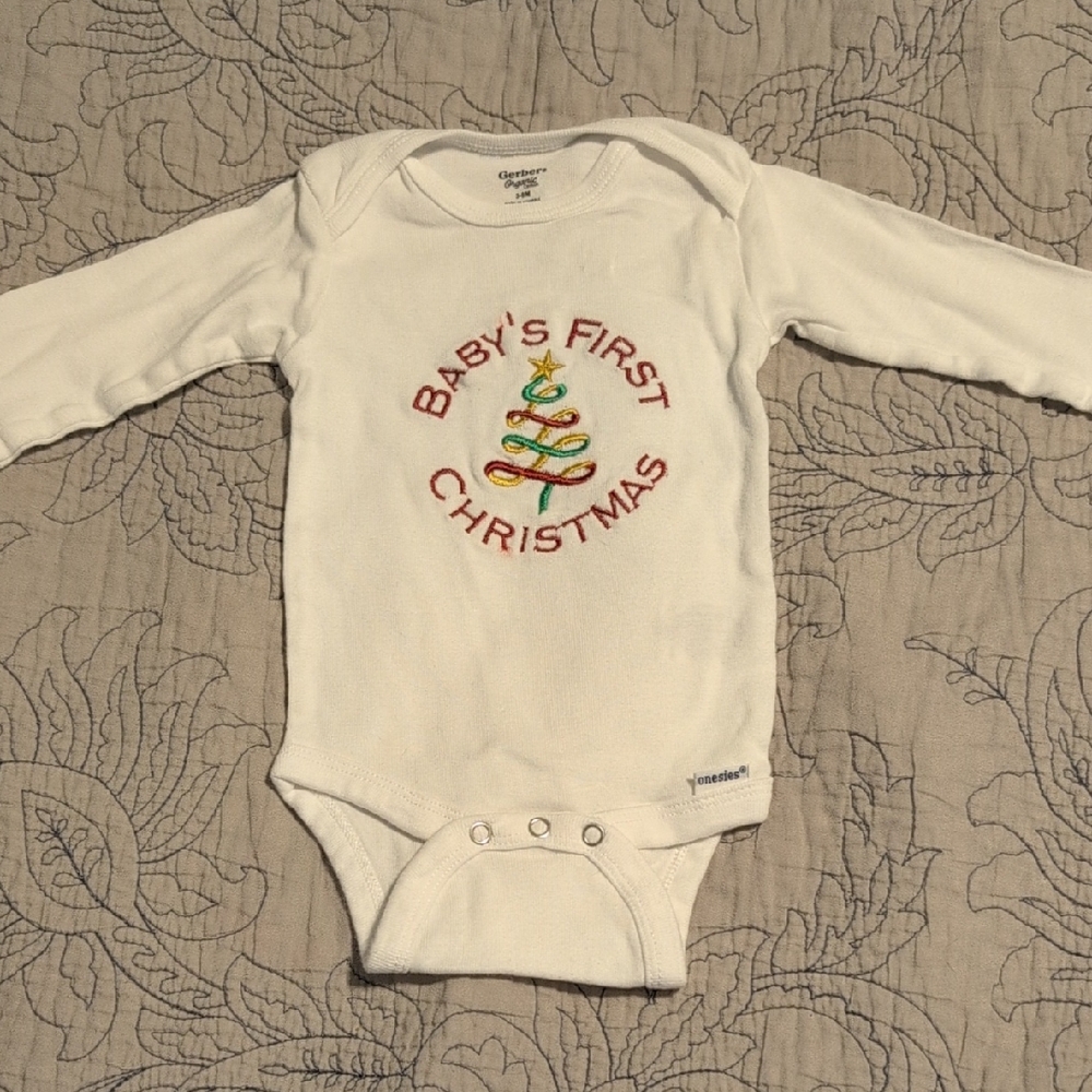 Gerber White Baby's First Christmas Bodysuit